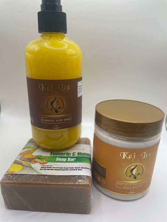 Set.   Turmeric body  , soap and oatmeal milk  and honey body butter