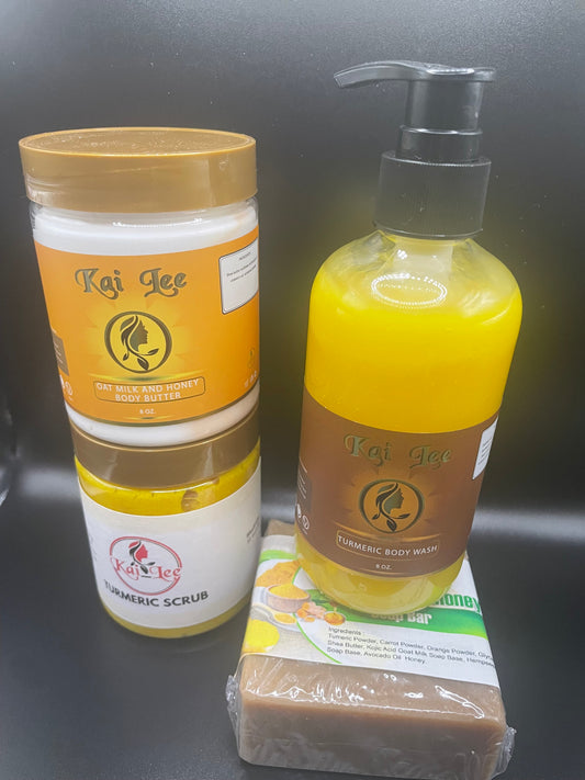 $80    set turmeric face and  body wash and turmeric soap bar and body butter